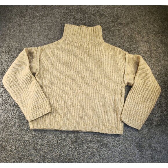 Universal Thread Womens Beige Knit Pullover Sweater With Half-Zip & High Collar - Picture 9 of 10